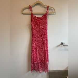 Betsy Johnson Girls Youth Dress (size 12). Hot pink print sheer layer w/ slip.